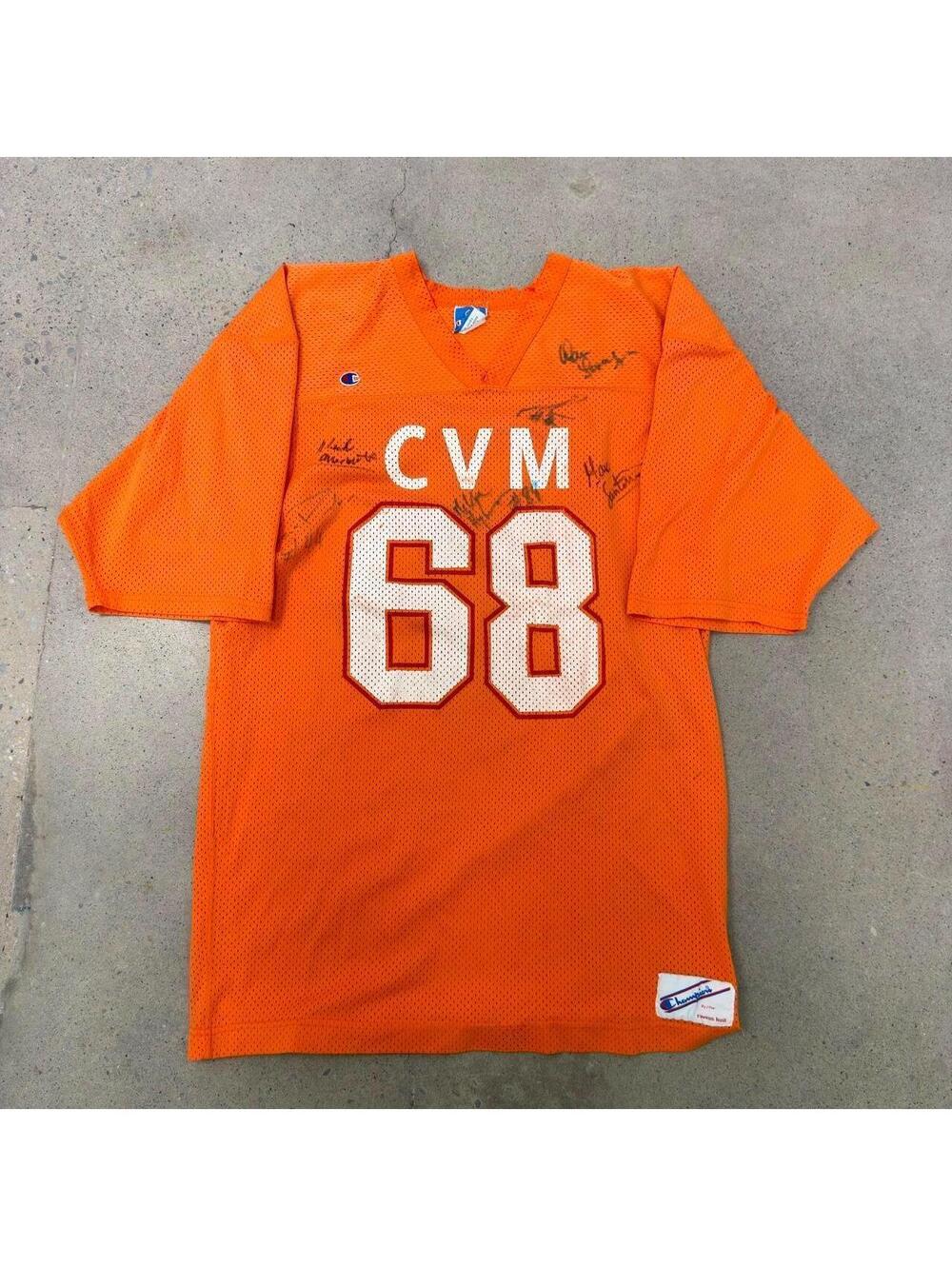 Vintage 80s Champion Cegep Du Viuex Montreal Football Jersey Signed Size XXL